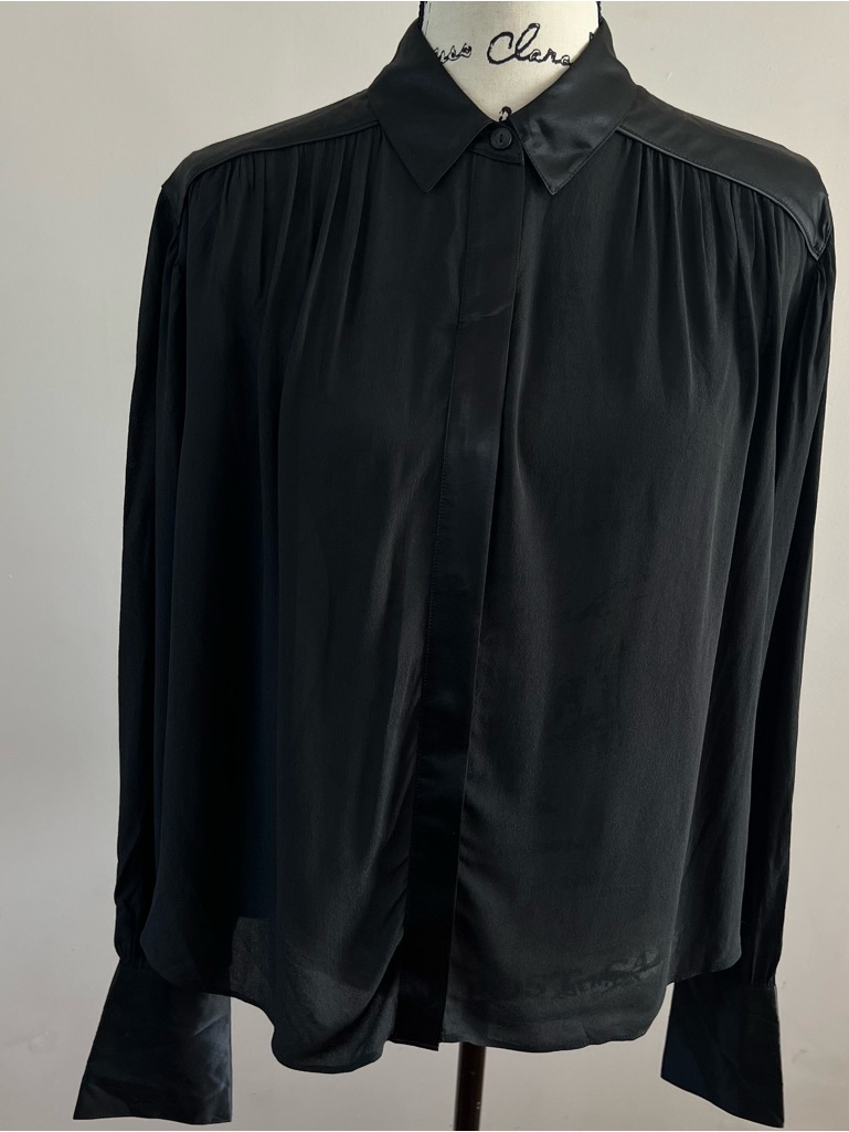 Rag & Bone Semi Sheer Button Front Shirt Blouse Ladies Size Xs Black